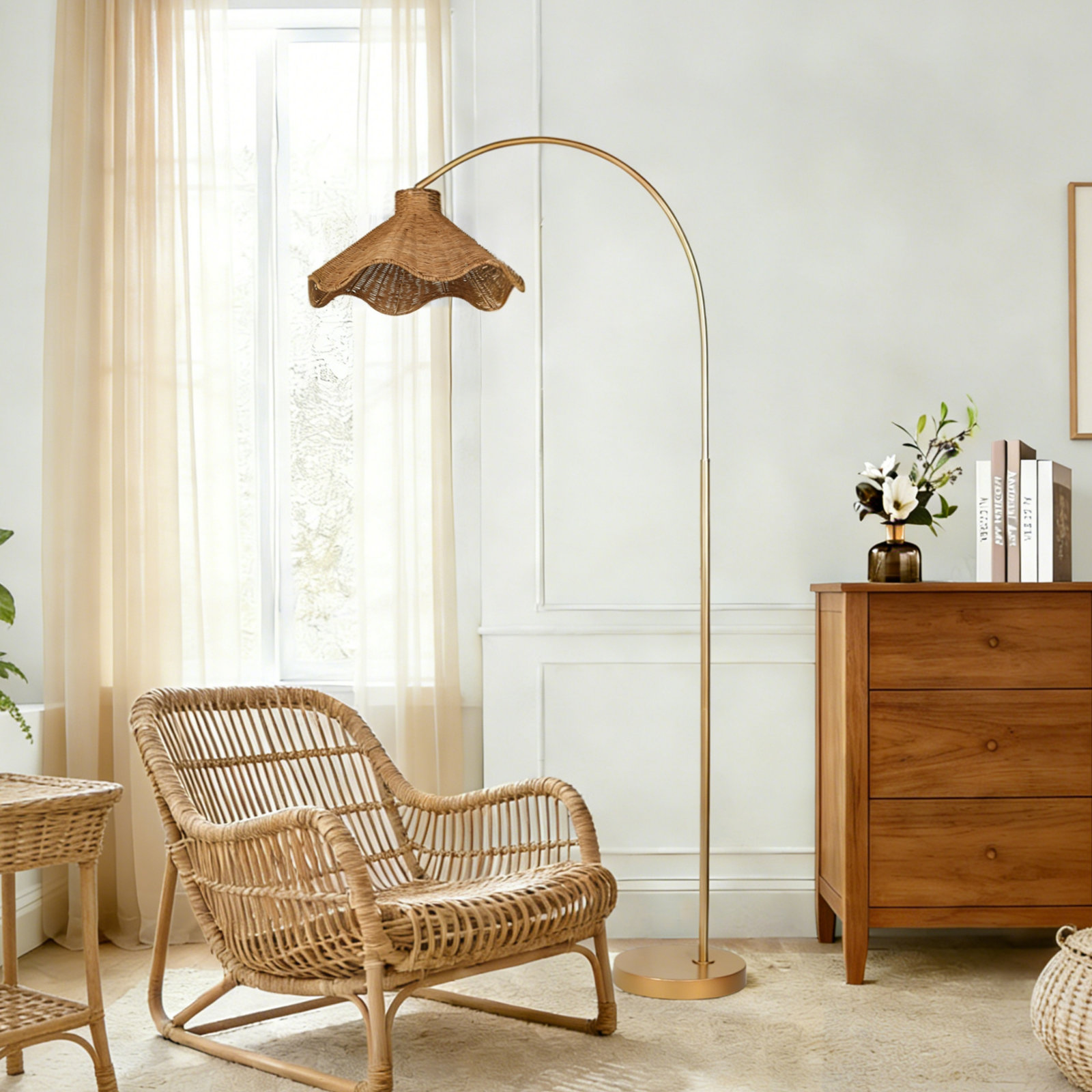 Jax 71" Dimmable Rattan Floor Lamp, Satin