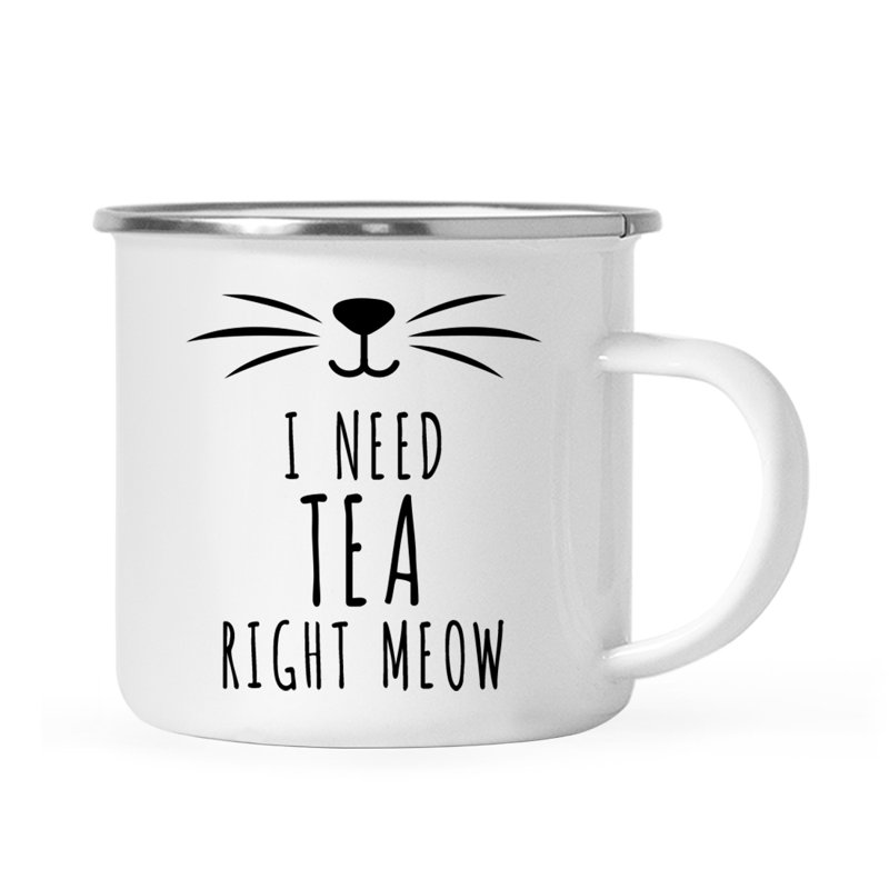 Tasse à café «Funny Cat Lover Campfire Adopt Don't Shop», « I Need Tea Right Meow » (J'ai besoin d'un th