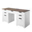 Bureau de direction, table de bureau de ferme avec station de charge, table de direction robuste en panneau de particules avec tiroirs de rangement, capacité de charge de 200 lb, assemblage facile, pour travail d'écriture, noyer