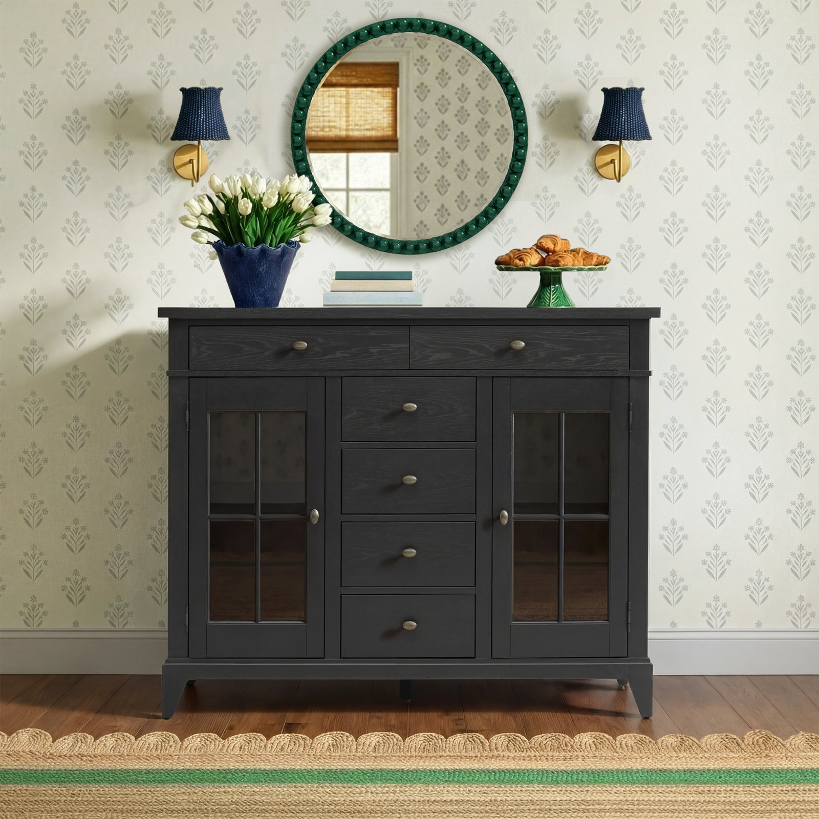 Mya 56" Sideboard Cabinet, Black
