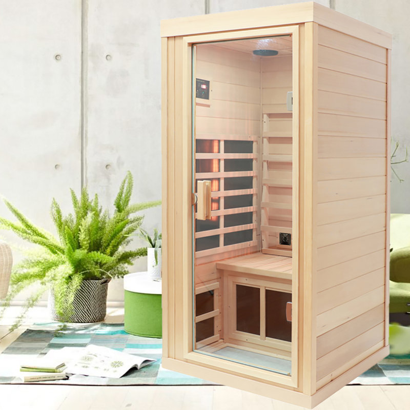 Marlow Home Co. Alayana 1 - Person Bluetooth Compatible FAR Infrared Sauna with Remote Control in Hemlock