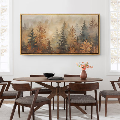Pine Tree Forest Artwork, Autumn Wall Pictures, Giclee Canvas Digital Print Extra Large Framed Wall Art