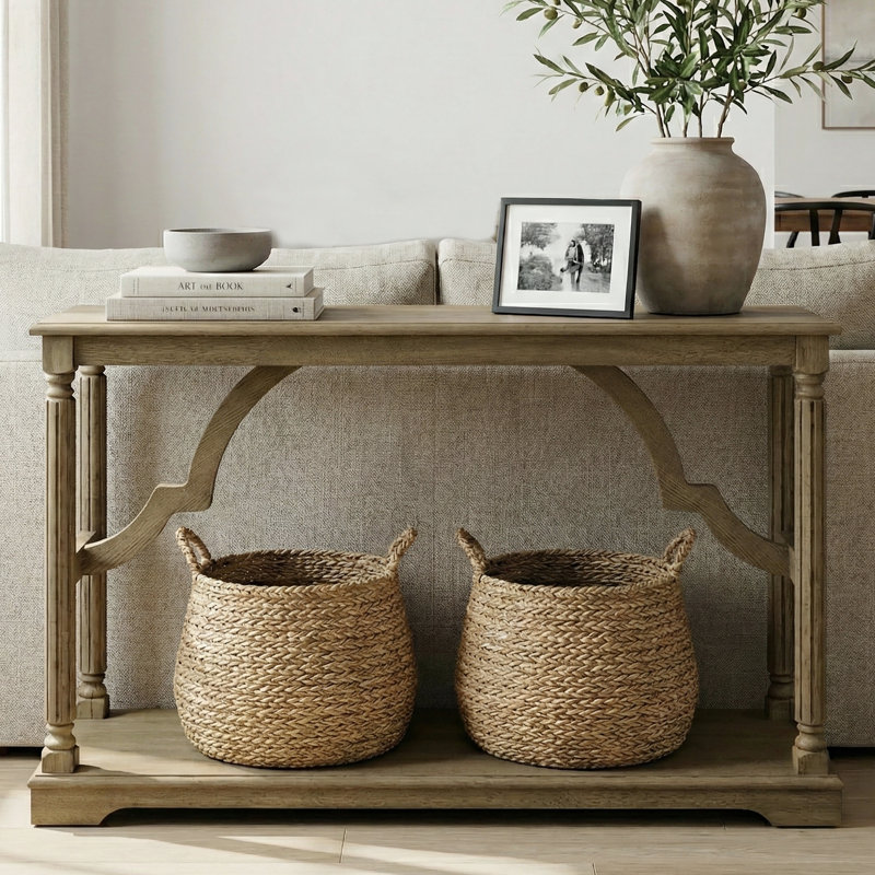Console en bois massif 45,9 po Allanton, Chêne antique