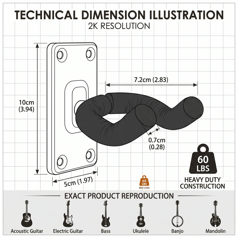 Support mural pour guitare, crochets muraux, support pour violon pour maison et studio (ensemble de 2)