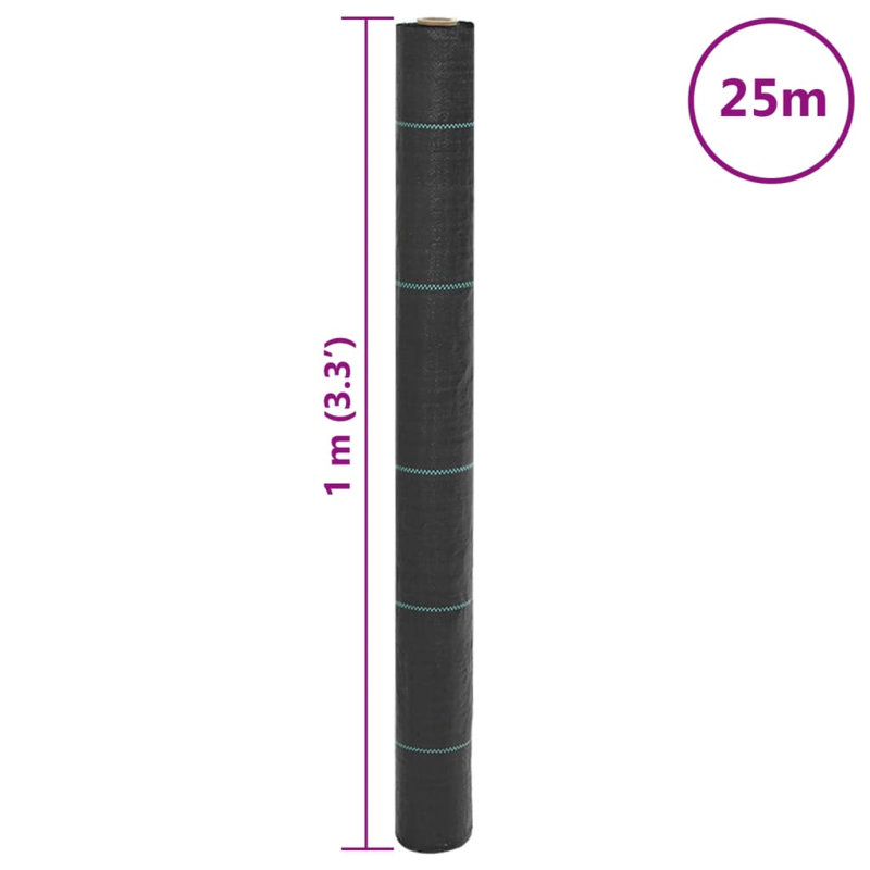  Weed Membrane Black 1X25 M PP, 2500cm W x 100cm D