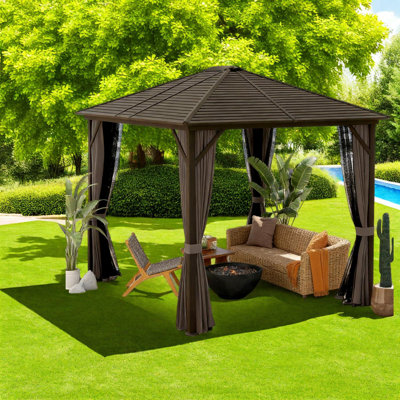 Auvents et abris de toit durables, structure en aluminium et en acier, retraite de patio moderne