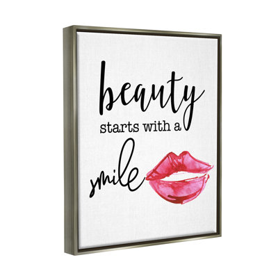 "Beauty Starts With Sourire Chic Rouge à lèvres" par Daniela Santiago - cadre flottant, impression sur toile