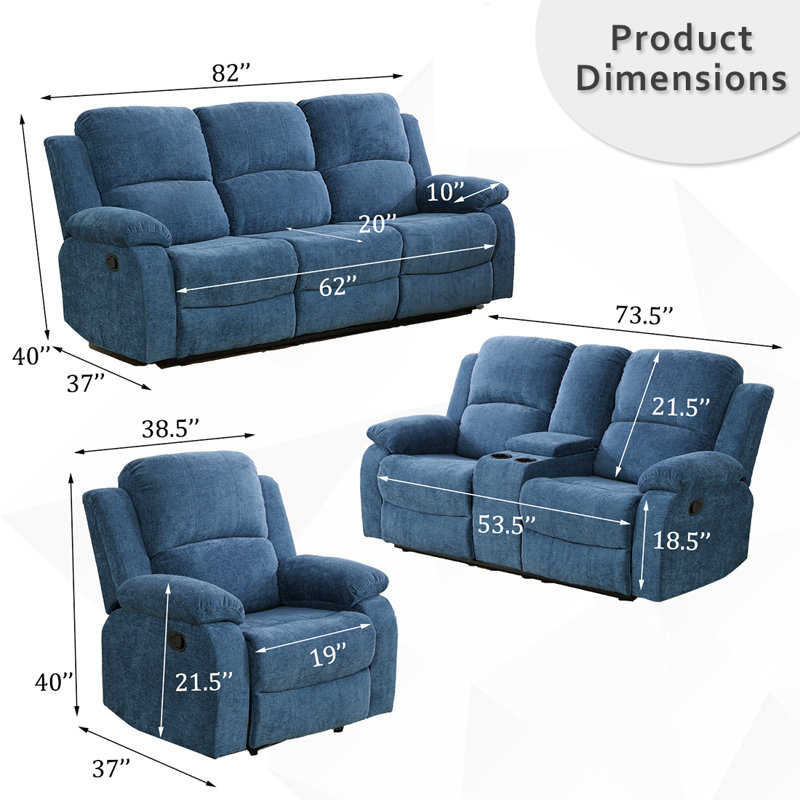 Keayra Upholstered Recliner, Blue Microfiber