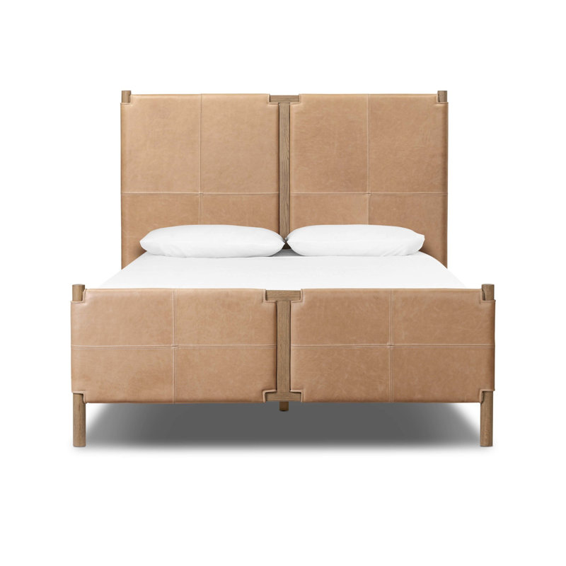Salado Leather Solid Wood Bed, Queen, Palermo Nude