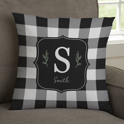 Coussin décoratif noir et blanc à carreaux Buffalo 14 "