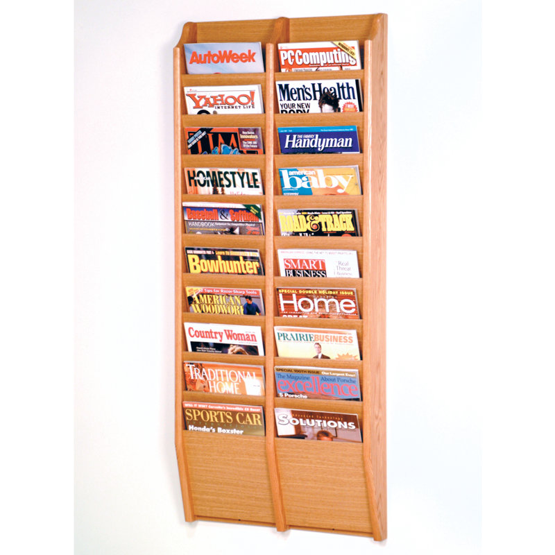Support pour magazines à fixation murale 20 poches, Chêne clair