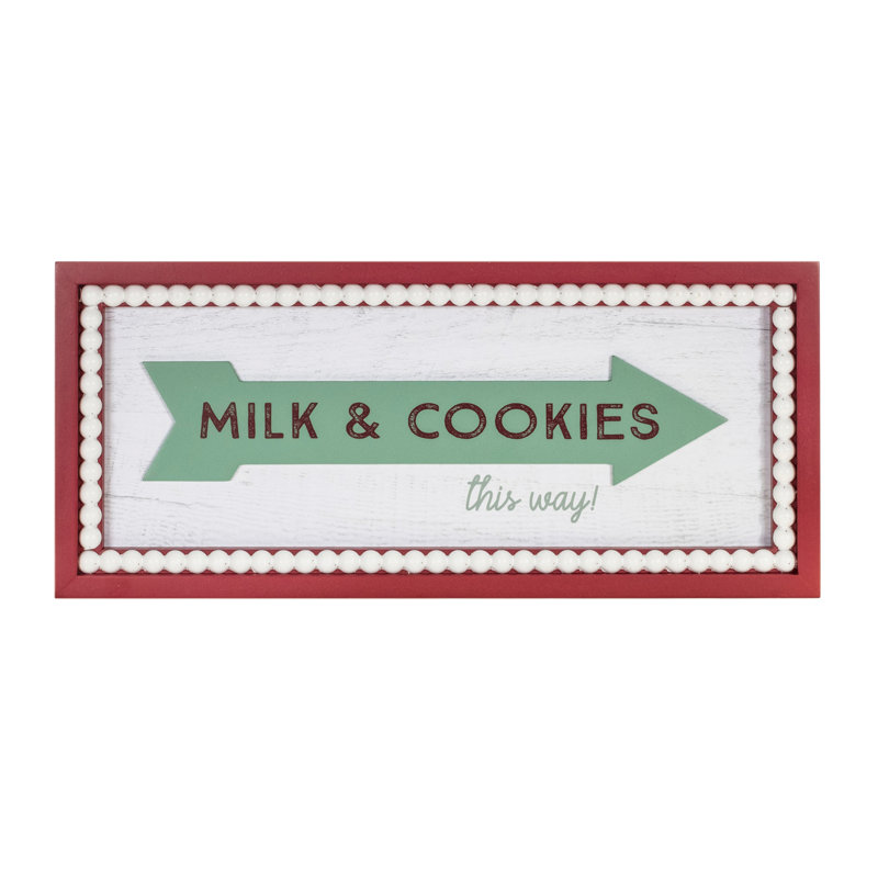 Plaque murale encadrée "Lait et biscuits" L 19,5 po