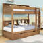 Lit superposé en bois avec lit gigogne simple et tablettes de rangement intégrées, échelle-973404076-973404079