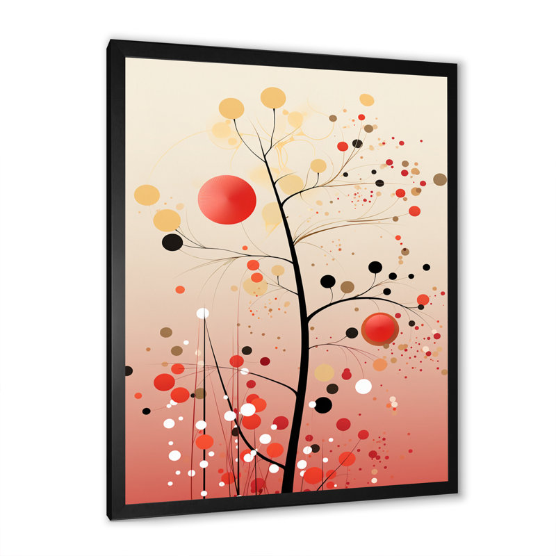 «Pink Boho Blooming Branch» sur toile, Cadre simple noir, H 20 po x l 12 po x P 1 po