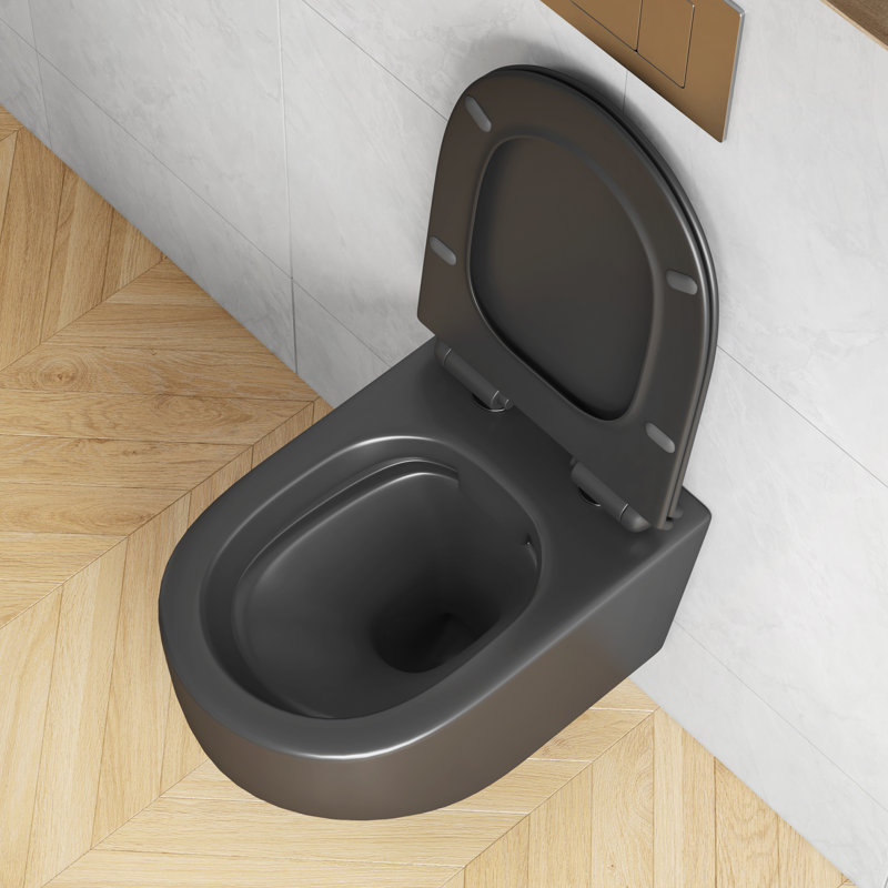 Hampton 2-Piece 0.8/1.6 GPF Dual Flush Elongated Bowl Wall Mounted Toilets with In-Wall Tank, Fits 2x4 Studs (Seat Included)
