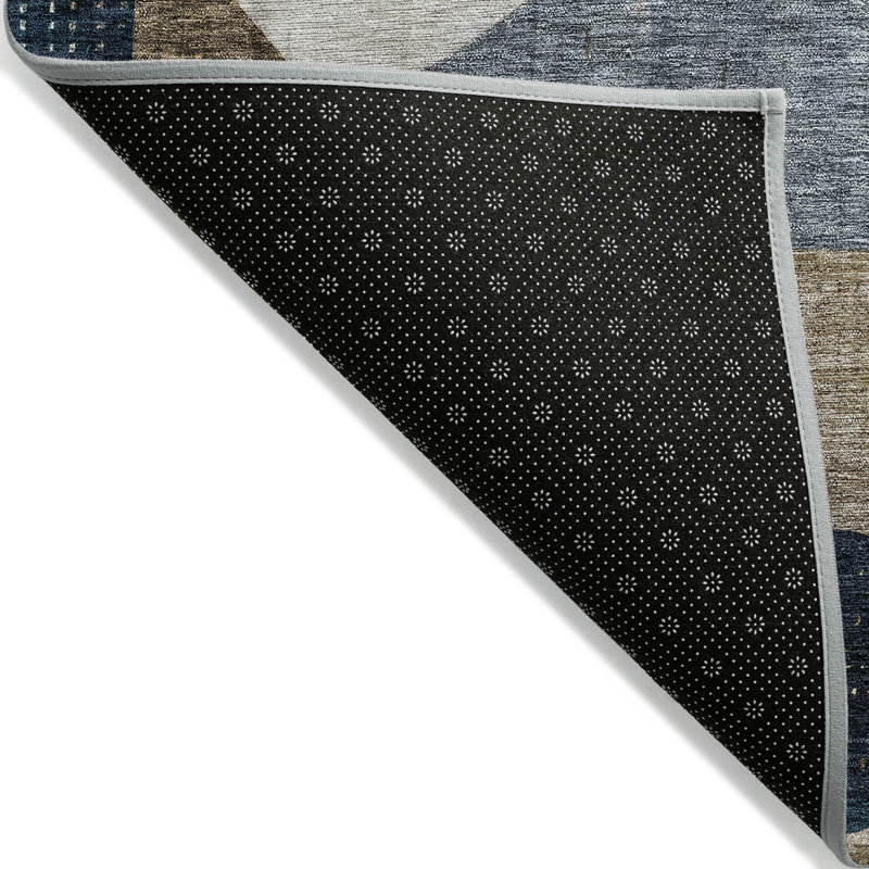 Blue Flat Woven Synthetic Easy Care Washable Rug 2'6" x 3'10"