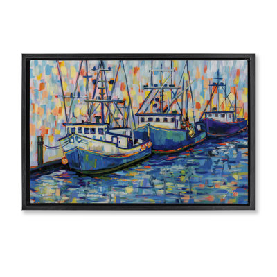 «Vivid Bateaux in Harbor», toile flottante encadrée par Jeanette Vertentes