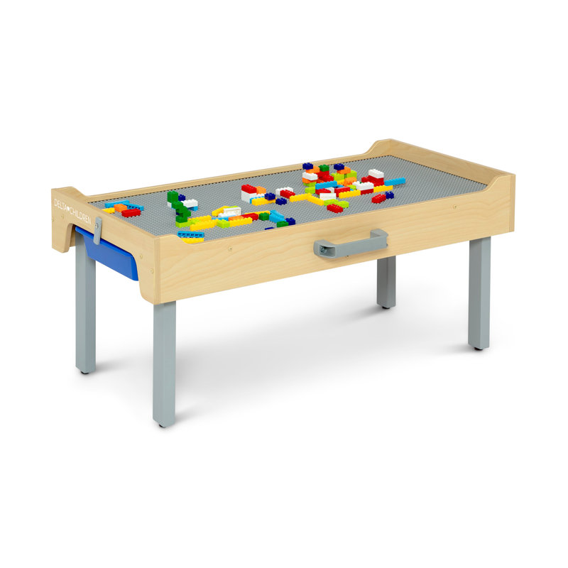 Gray Wooden Folding Play Table with Storage Bins