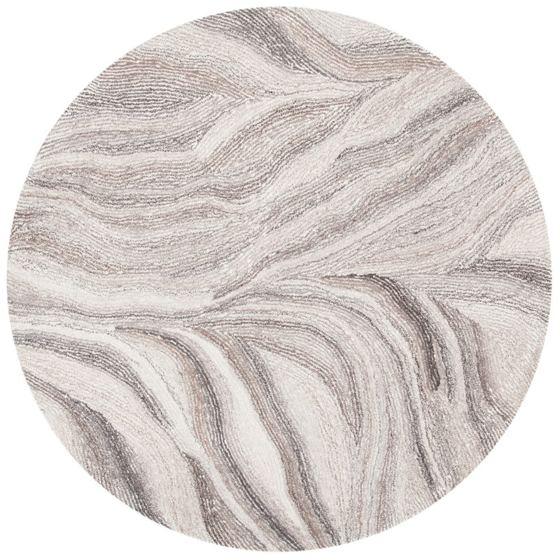 Tapis en laine et coton touffetés à la main Rackley, Rond 6 pi
