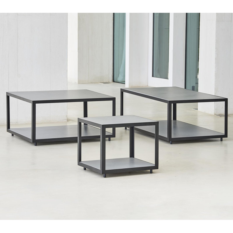 Level Outdoor Square Coffee Table, Lava Gray, 18.9" W x 18.9" L x 16.6" H