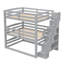 Lit superposé triple pleine grandeur avec escalier de rangement, conception convertible séparée, gris-313162697