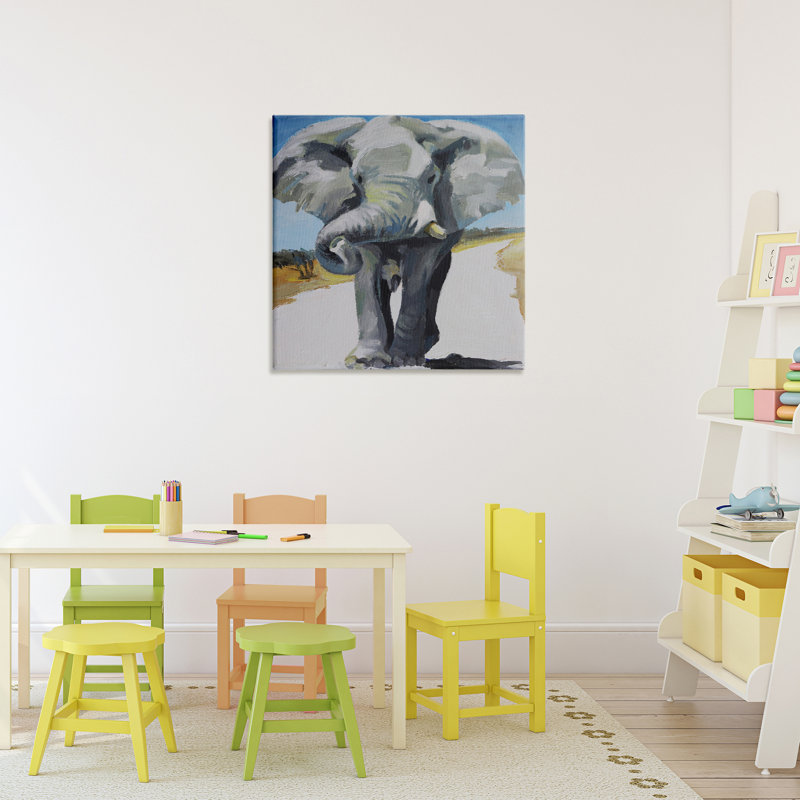 Éléphant majestueux sur toile, par Violeta Vollmer, H 24 po x l 24 po