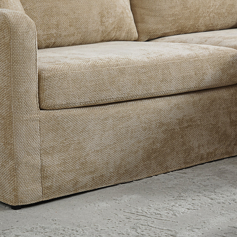 Upholstered 86.61'' Sectional, Wheat Chenille