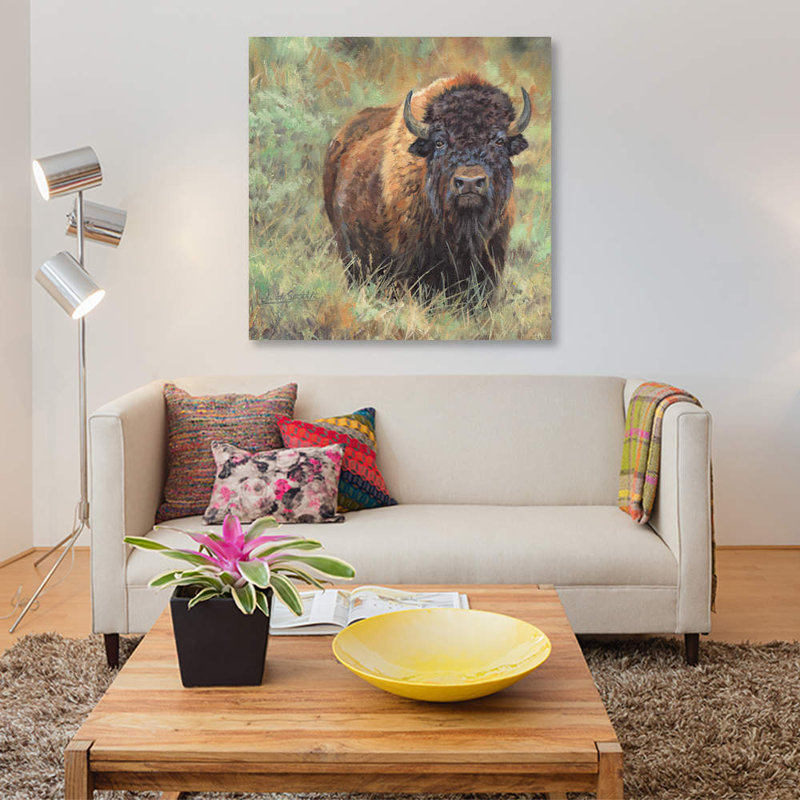 «Bison II», impression sur toile, H 12 po x l 12 po x P 0,75 po, Toile tendue, Pas de tapis