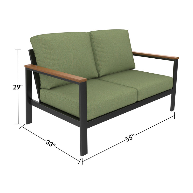 Townsend Loveseat with Sunbrella® Cushion, Sunbrella Calm Laurel, Brown