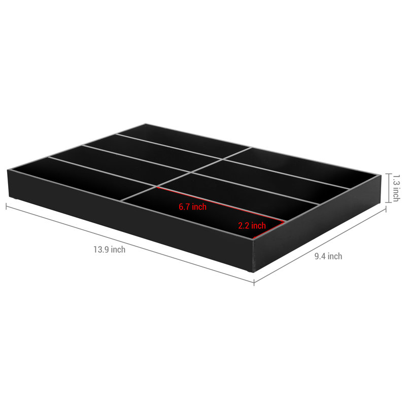 8 Slot Acrylic Sunglasses Jewellery Organiser Tray, Black