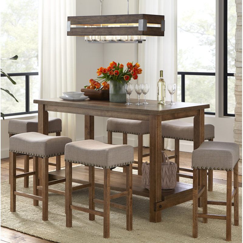 Hendina 6-Person Counter Height Solid Wood Dining Set