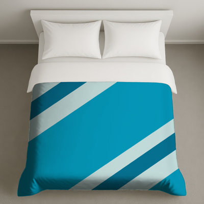 Housses de couette bleues à rayures diagonales