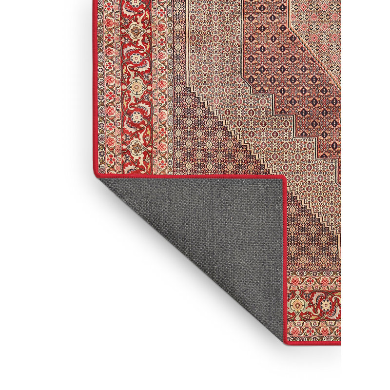 Tapis en laine rouge / gris, Rectangle 5 pi x 7 pi