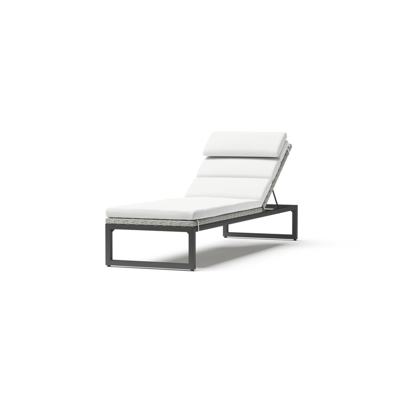 Milo Reclining Chaise Lounge with Cushion, Canvas Jockey Red Sunbrella® Canvas, Gray
