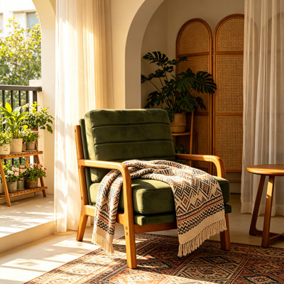 Élégante chaise d'appoint Mid-Century moderne - structure en bois franc massif, revêtement en similicuir de première qualité, coussin moelleux en mousse haute densité, fauteuil de lecture ergonomique pour salon, chambre à coucher, appartement ou bureau à domicile