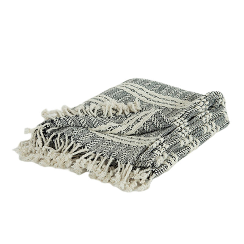 Jeté 100% coton noir tissé