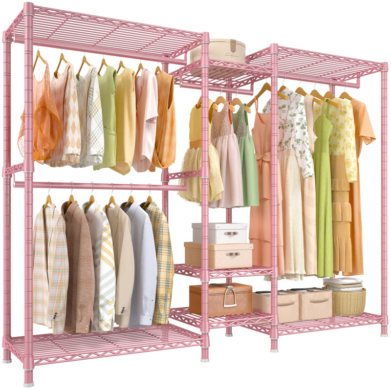 Portant 77 po, rangement réglable pour vêtements en métal, Rose
