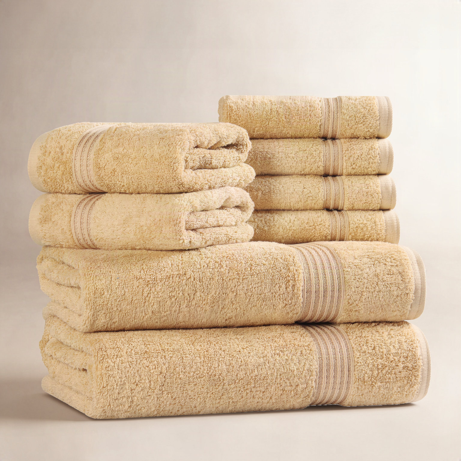 Alexia 8-Piece Egyptian Cotton Towel Set, Gold