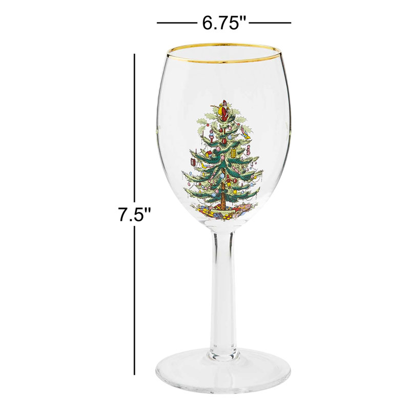 Spode Christmas Tree Wine Glasses 13 Oz