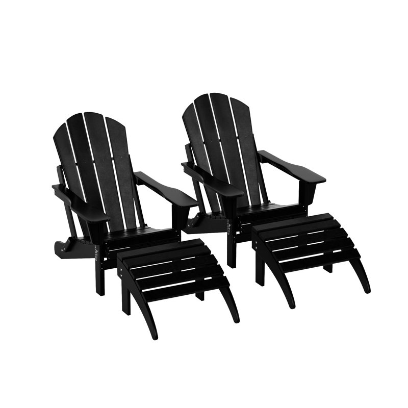 Shawnna Foldable Outdoor Adirondack Chair, Black