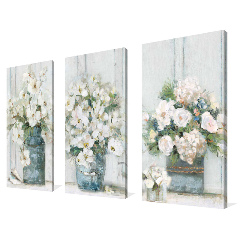 Cottage Cottage - 3 pièces, reproduction d'art sur toile tendue, H 24 po x l 36 po x P 0,75 po