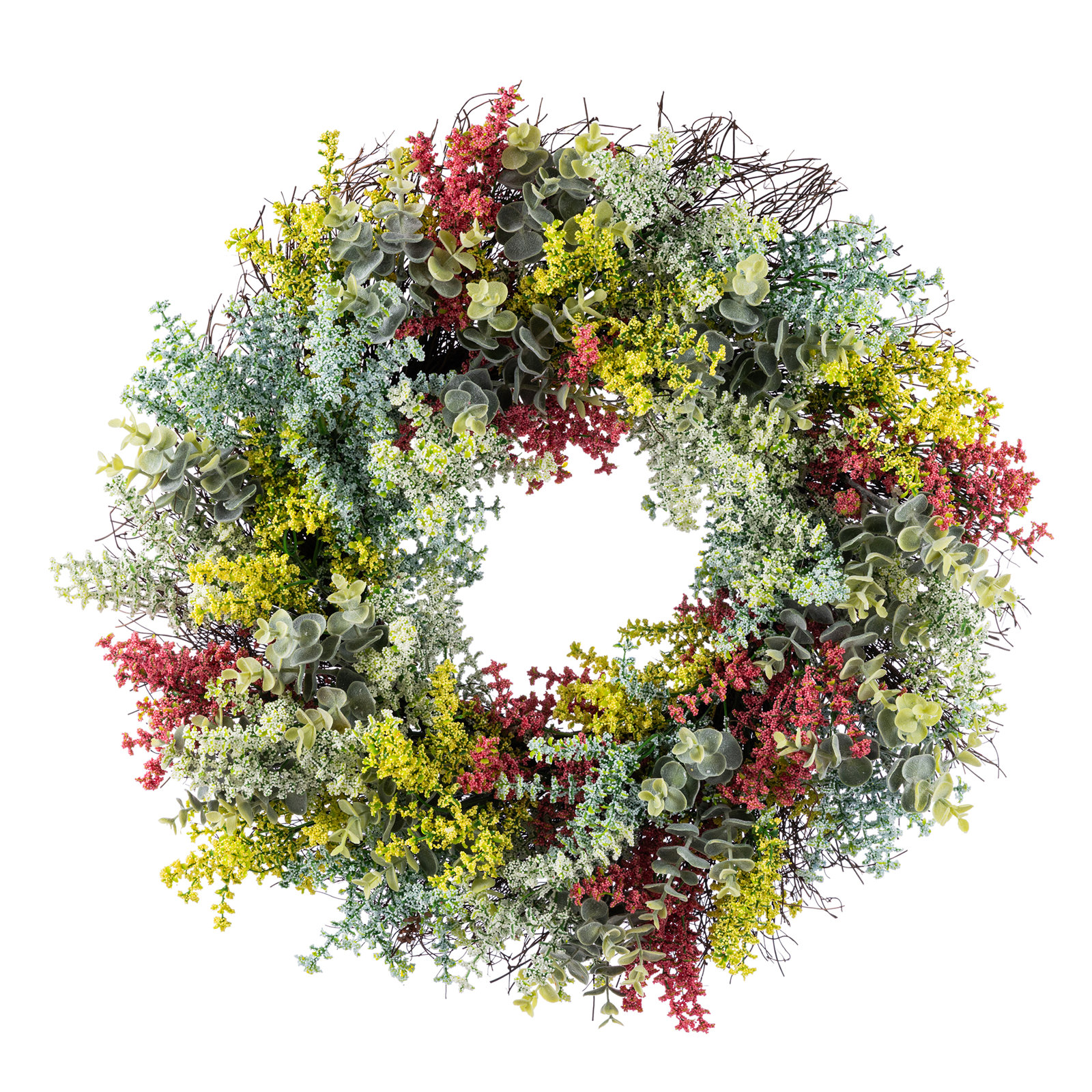 24" D Floral Wreath, Mixed Floral Eucalyptus