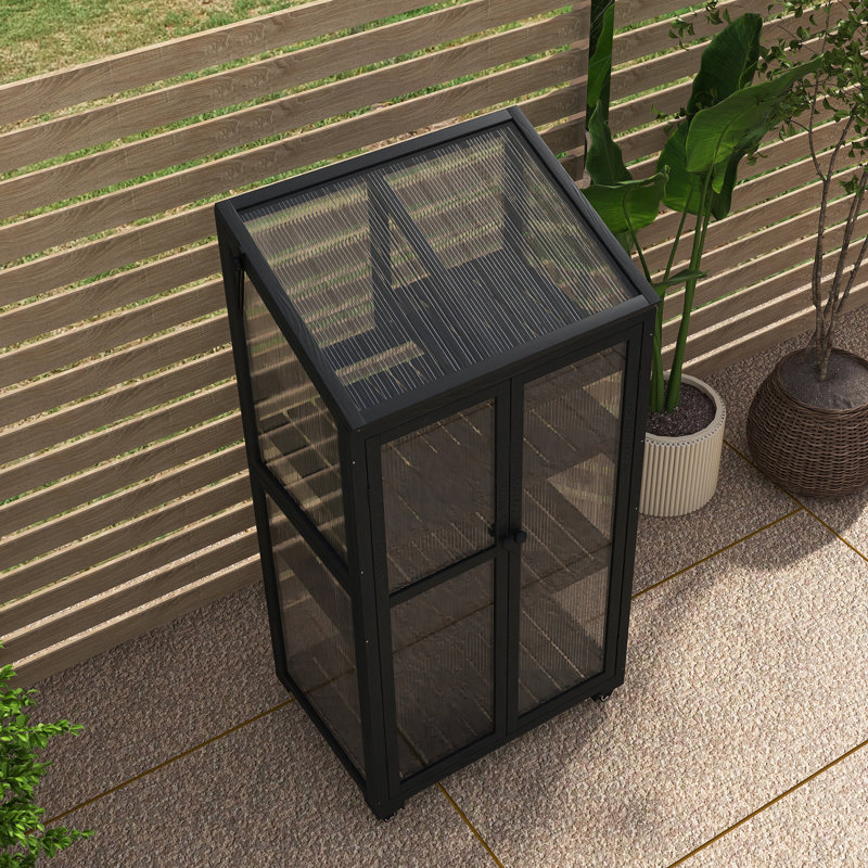 62 Inch Height Wood Large Greenhouse, Black