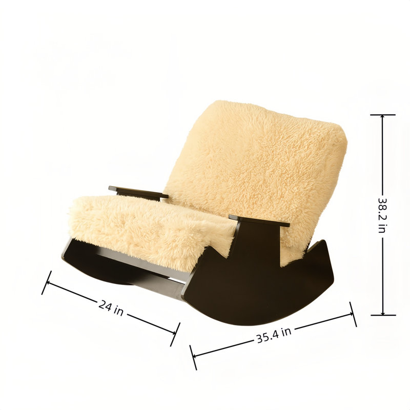 Chaise berçante en bois massif, Beige