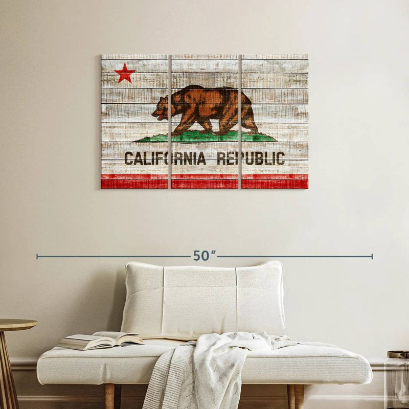 Borges Rustic California Flag, 24" H x 38" W