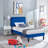 Twin Platform Bed Frame with Velvet Upholstered Headboard and Wooden Slats Support, Mattress Foundation/No Box Spring Needed-950660877-950659313