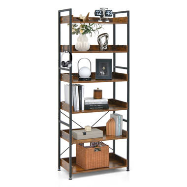 CAPHAUS 52 in. Rustic Oak 4 Tier Bookshelf, 24 in. Width Free Standing Shelf, Bookcase Shelf Storage Organizer