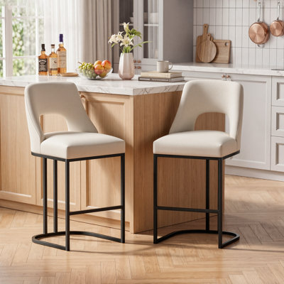  Tabouret de bar moderne à hauteur de comptoir avec structure en métal 26,7 po Alassane