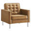 Loft Tufted Upholstered Faux Leather Sofa and Armchair Set-1803218714