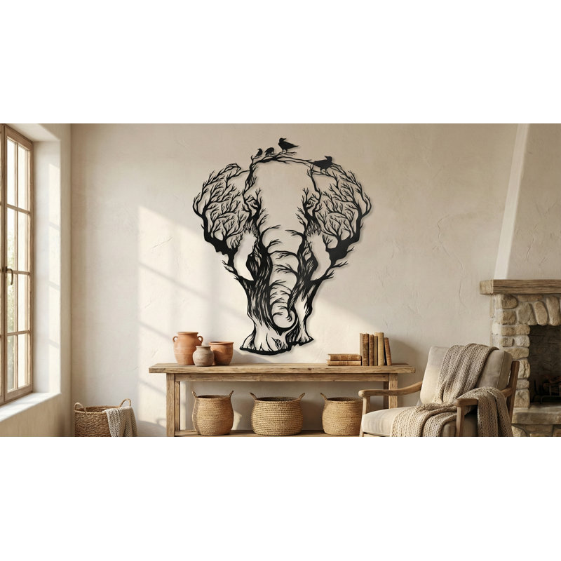Handmade Boho Animals Wall Decor on Metal, 35" H x 28" W x 1" D